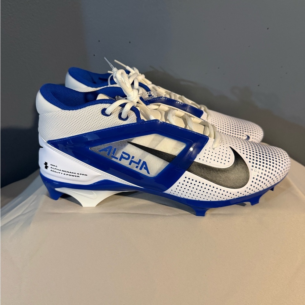 Nike Alpha White and Royal Blue Sports Cleats